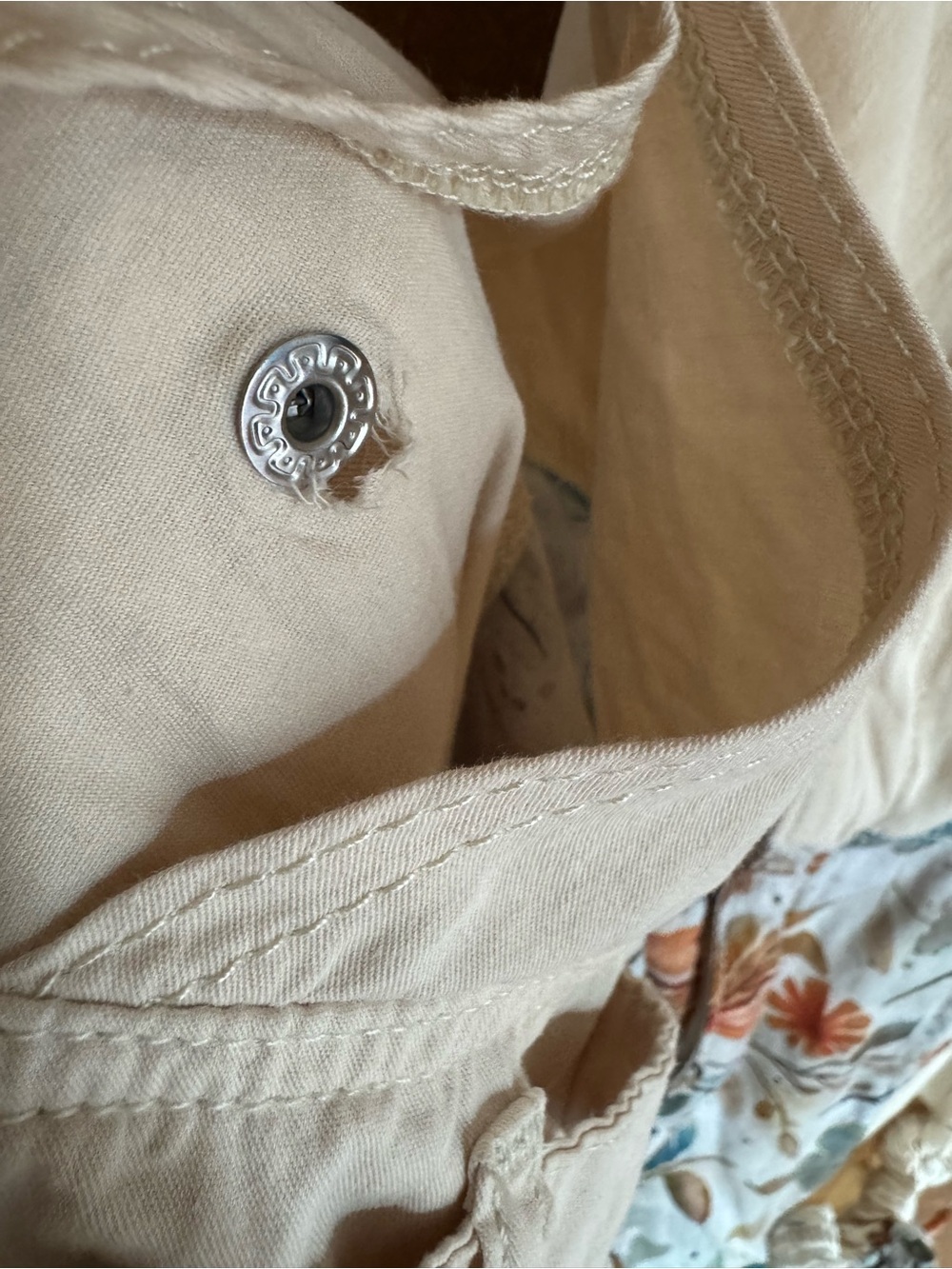 POL Cream Overalls with Floral Panel Jumpsuit - Picture 7 of 7